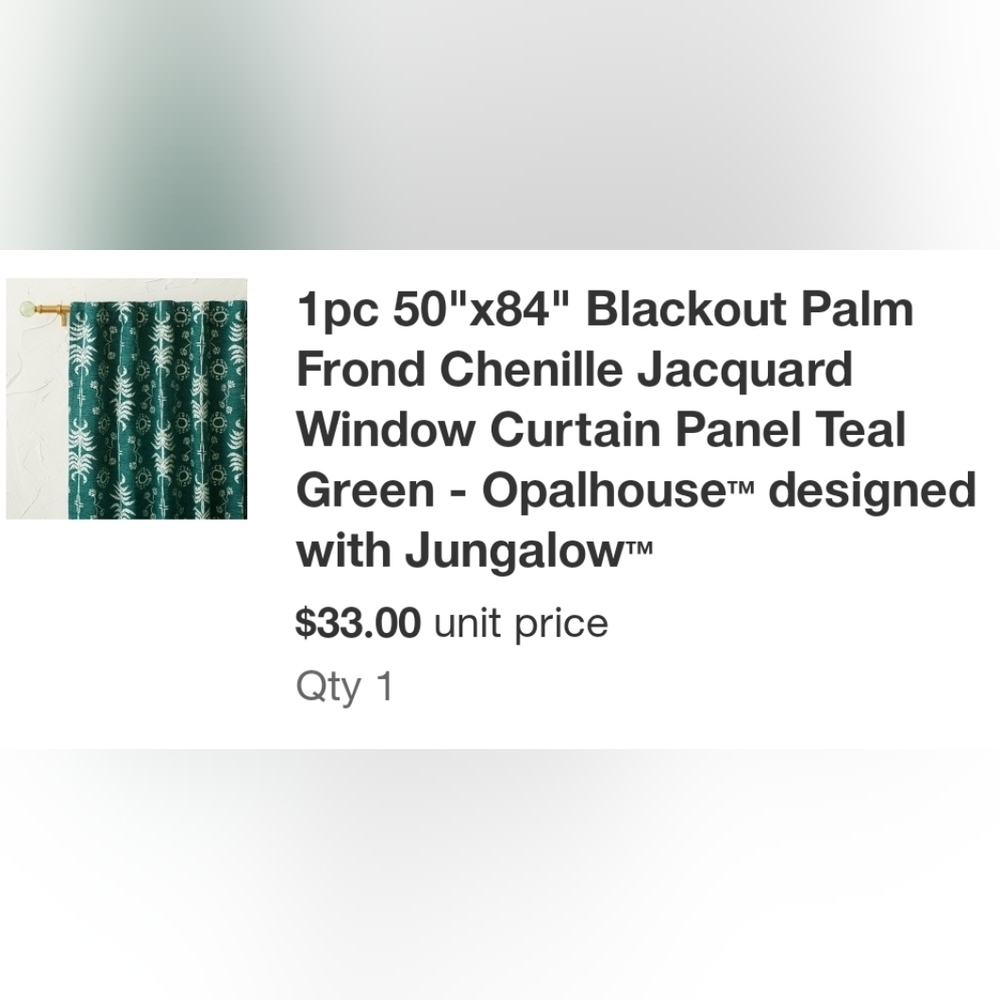 Opalhouse Blackout Palm Frond Chenille Jacquard Window Curtain 50"x 84"